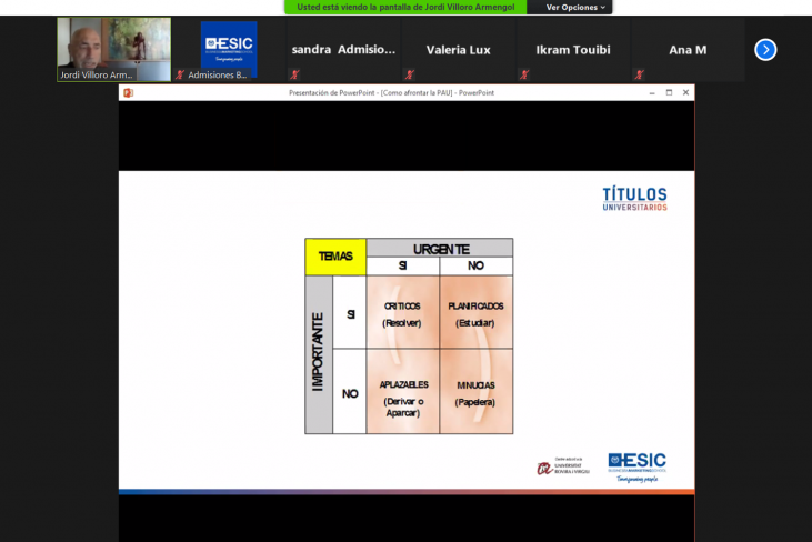 Seminario ESIC Barcelona "Tácticas y tips para enfrentarte a las PAU" 2